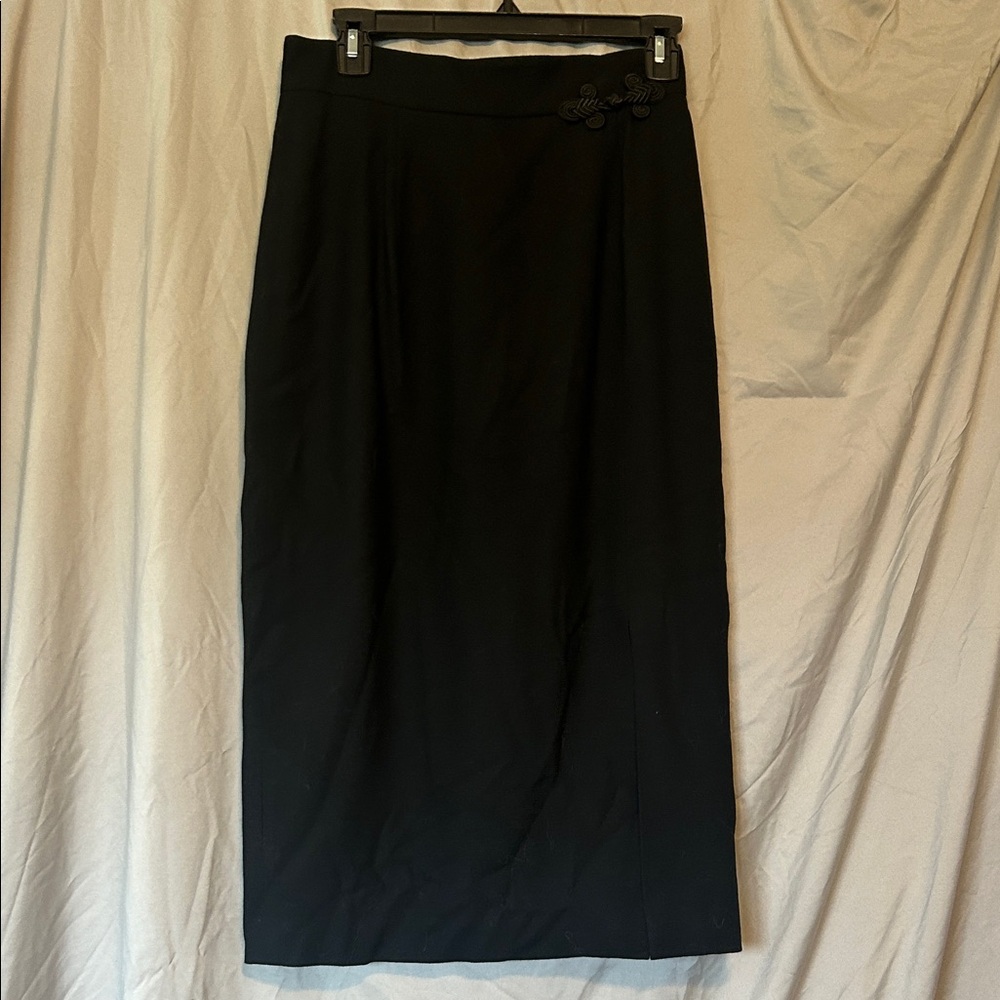 Vintage Wool Elegant Christy Hall Black Women's Skirt Size 10 With Cute Design